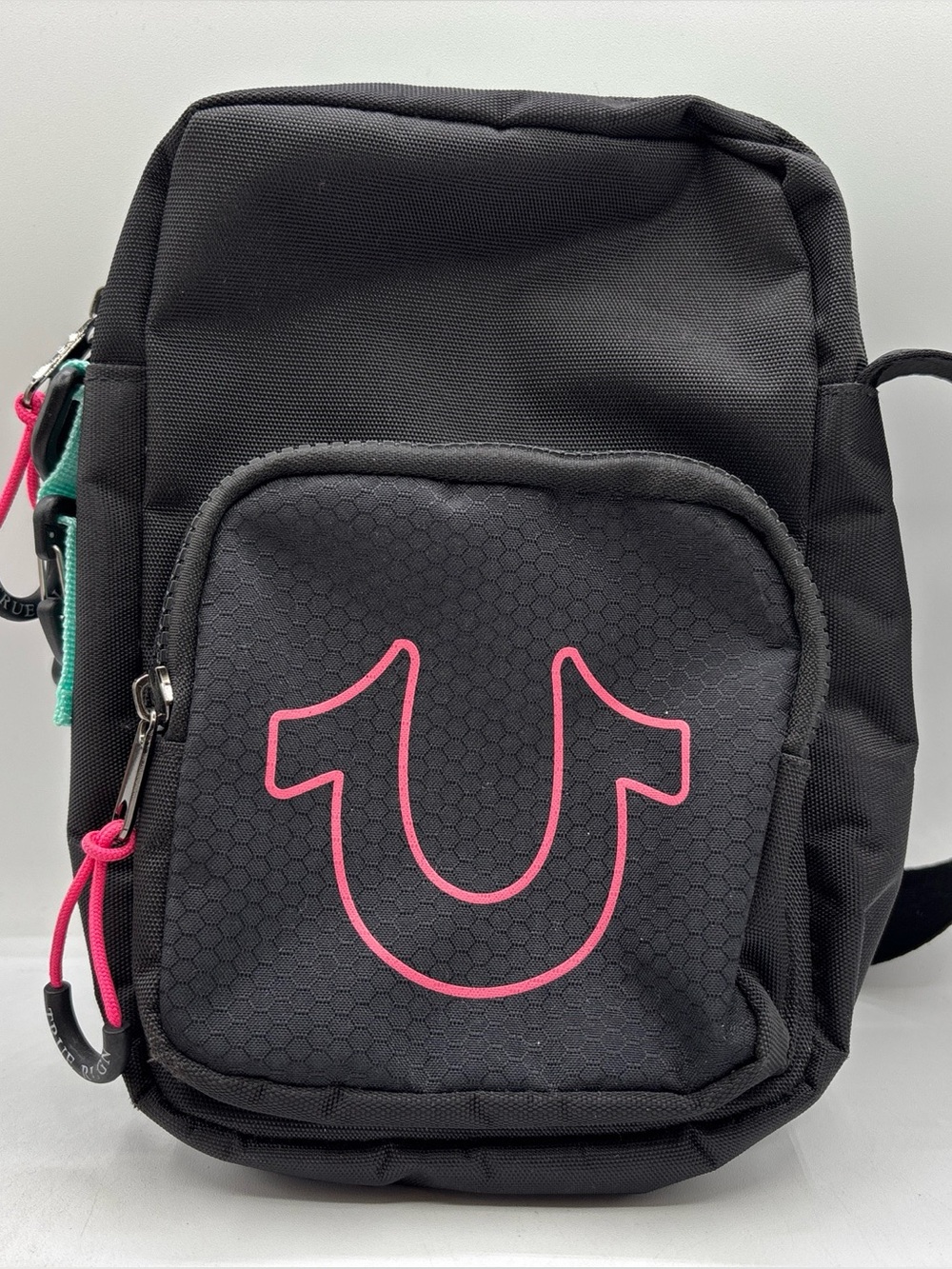 True Religion Iconic Logo Sitca 90’s Black Adjustable Crossover Bag TR101835